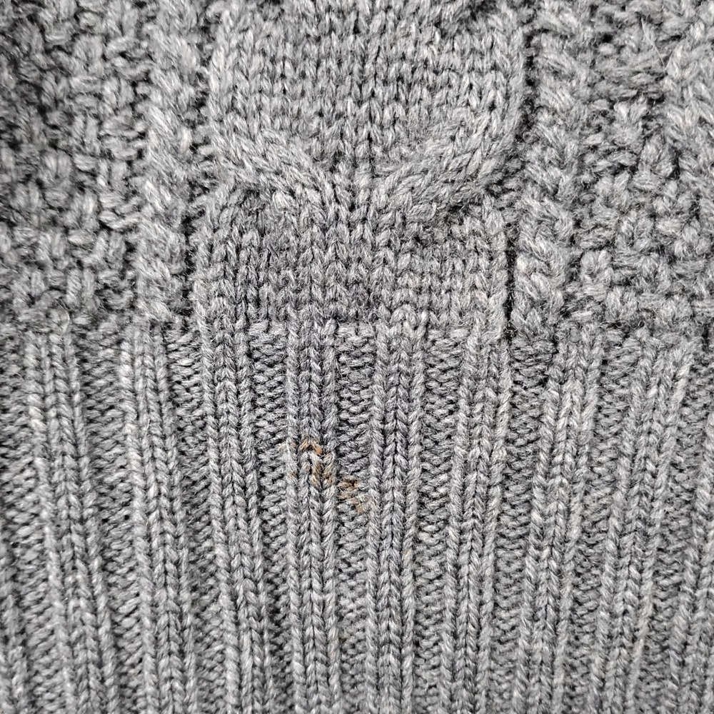 Brooks Brothers 346 Mens Large Gray 100% Lambswool Quarter Zip Cable Sweater - Picture 8 of 11